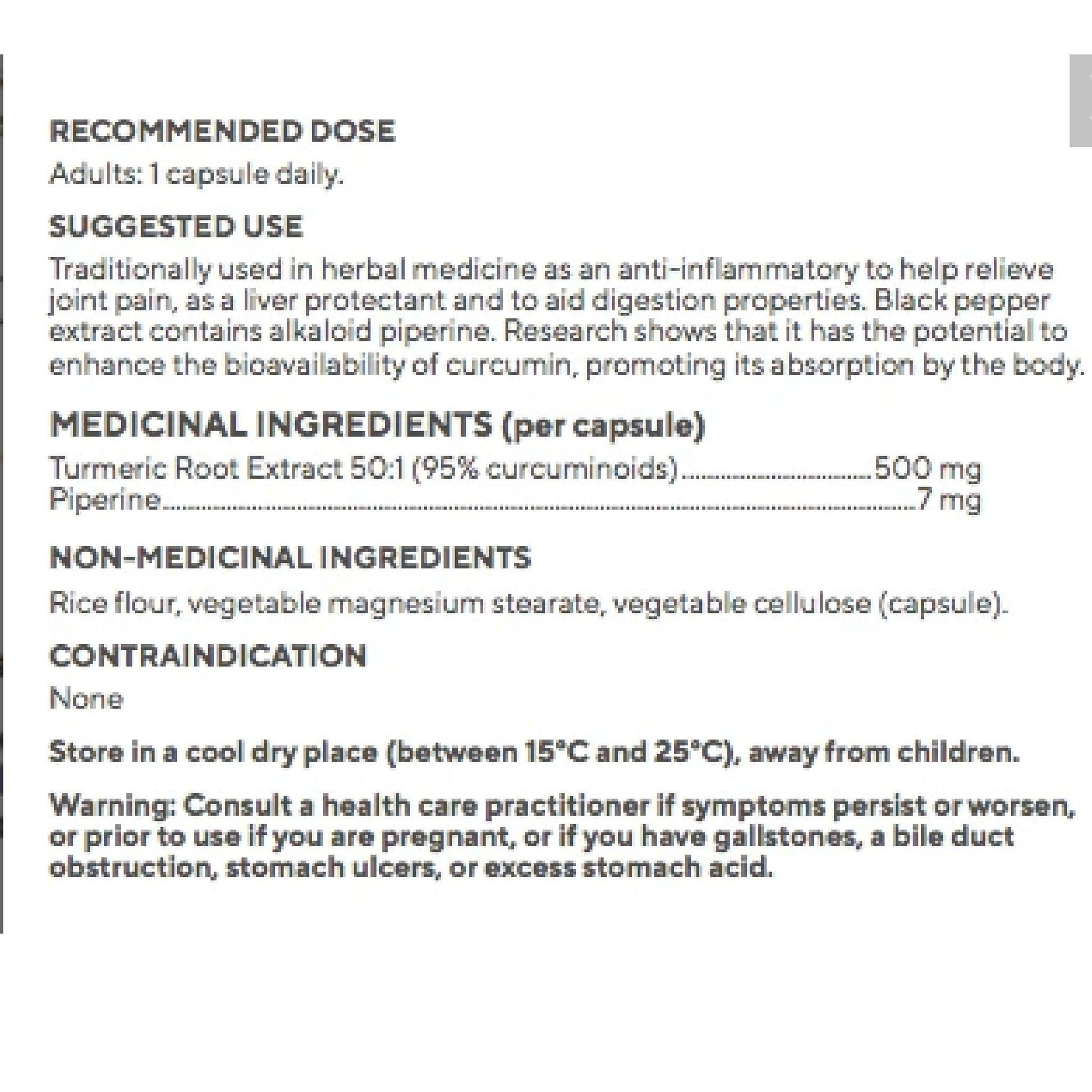 Raw Nutritional Turmeric Curcuma 60 capsules | HERC'S Nutrition Canada