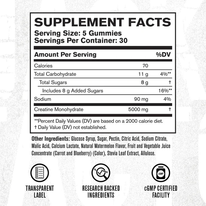 Jacked Factory Creatine Monohydrate Gummies 150ct