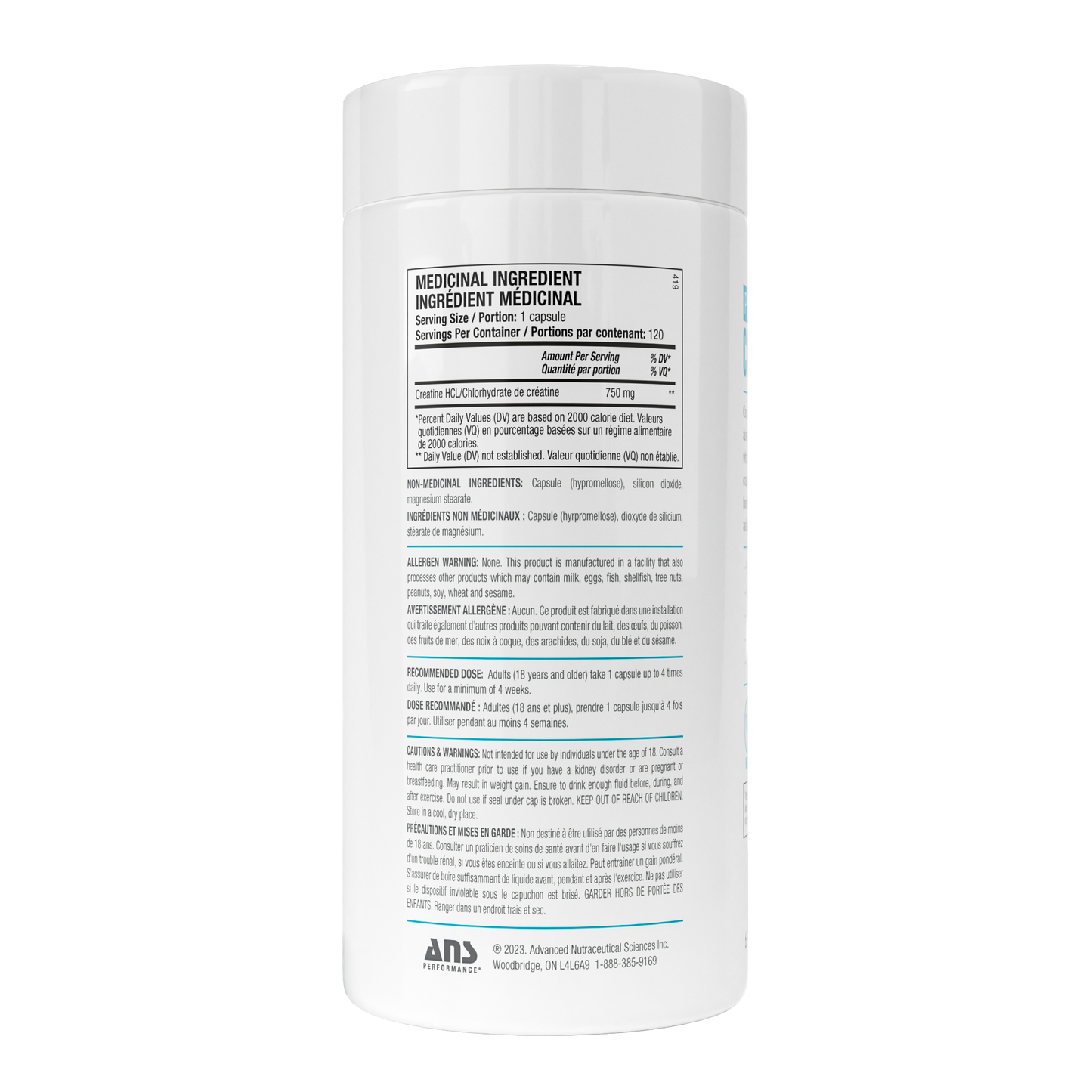 ANS Creatine HCL 120 capsules