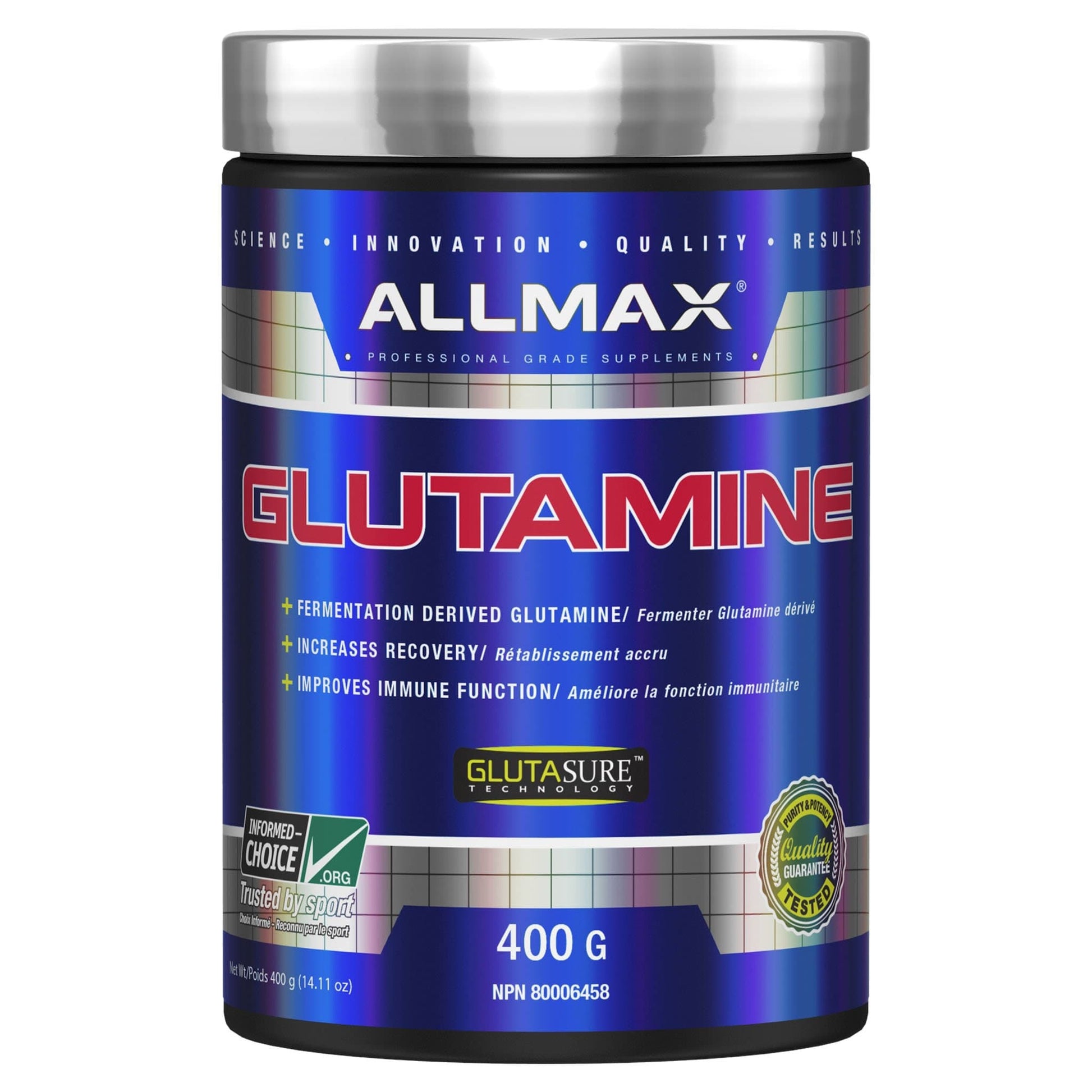 Allmax Glutamine 400g | HERC'S Nutrition Canada