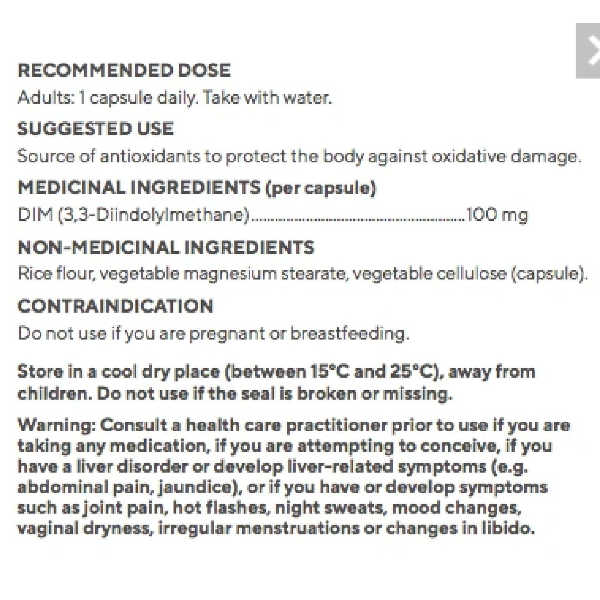 Raw Nutritional DIM 100mg 90 capsules | HERC'S Nutrition Canada
